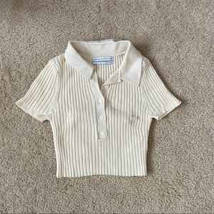 [SOLD] Urban Outfitters Ribbed White Cropped Polo